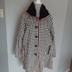 UBU Reversible Hooded Raincoat Black/White Check To Solid Black Size M
